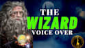 voice over a human old man, gandalf or english wizard character