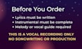 record professional lead vocals for your pop, rnb, or edm song