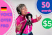 produce a female german voice over in a deep and charming voice