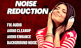 do noise reduction, audio clean up, fix and repair
