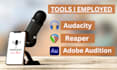 do noise reduction, audio editing, enhance, cleaning, and fix in audacity