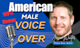 record warm, friendly, deep american male voice over no ai