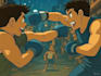 make dynamic fighting sounds, grunts, yells and screams