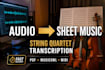 record a professional string quartet or solo for your song, cinematic soundtrack