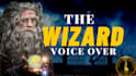 voice over a human old man, gandalf or english wizard character