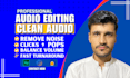 do audio editing to remove background noise, echo, fix, repair and clean audio