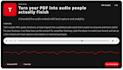 turn your PDF into a live audio embed with lead capture