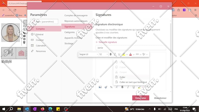 Image d'échantillon de travail