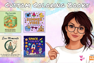 create coloring book pages for kids and adults on amazon KDP