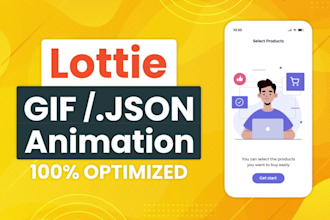 create optimized lottie or svg animation for website or app
