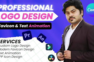 do eye catching text animation, unique logo design,custom favicon