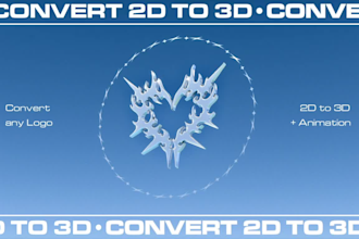 convert 2d to 3d any model logo and chrome style animation