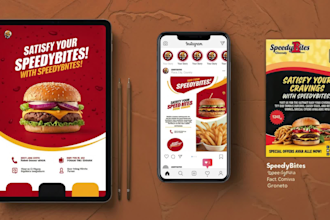 create marketing posters, facebook banners, real estate and food poster designs