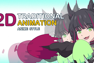do 2d traditional animation,  gif  in anime style