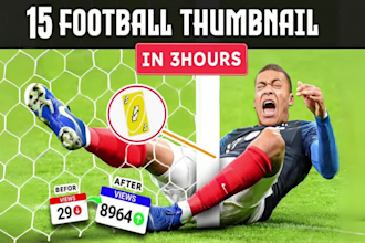 design 15 professional youtube thumbnails for your football channel