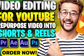 video editing for youtube, repurpose video into shorts and reels
