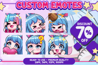 create cute emote and sub badges for twitch, vtuber, discord