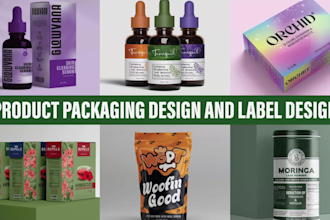 do product label, box, and pouch packaging design