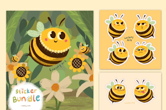 draw cute cartoon character for sticker