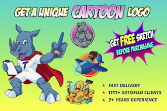 design unique cartoon, character, mascot logo