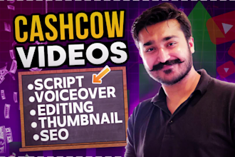 edit faceless videos for youtube cashcow channel with thumbnails and SEO