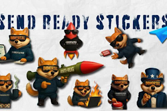 transparent ai animated telegram sticker pack, meme coin character