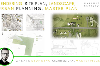 render 2d site, master, and landscape plan in photoshop