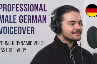 record a young male german voice over for you