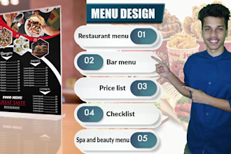 design professional food menu and chalkboard