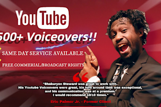be your youtube, energetic urban, southern, american voiceover artist
