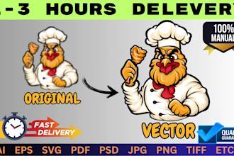 recreate, redraw, and vectorize your logo png to vector in 2 hours