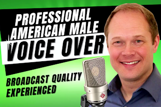 record a warm, friendly american male voice over narration in english