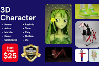 create 3d characters for 3d print, animation, and game