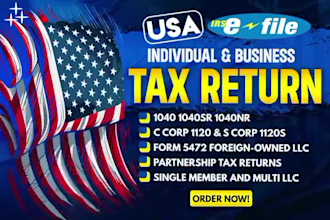 prepare and efile US tax returns for individual and business 1040, 1120, 1065