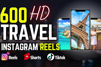 provide 600 luxury travel instagram reels, youtube shorts, tiktok