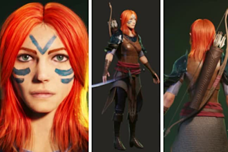 sculpt realistic 3d game character model texturing ue5 control rig in blender