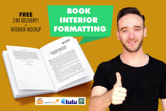 do book formatting for KDP, ingramspark or lulu in 24 h