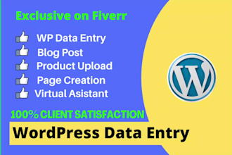 do blog post, wordpress data entry, content upload and product upload
