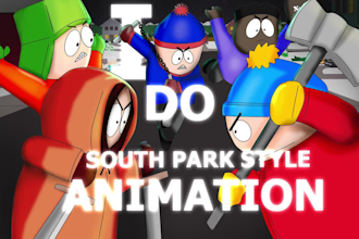 create cartoon style south park  2d animation professional social media ads