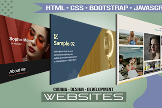 build html css js website, design and development, responsive, free hosting