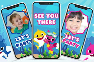 baby shark birthday invitation video, birthday party invitation