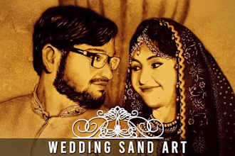 create realistic sand art couple portrait and story video