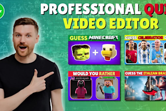create quiz, trivia questions video editing for youtube channel