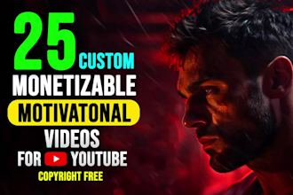 create 25 custom HD monetizable motivational videos for youtube