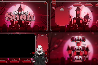 create cute animated vtuber stream overlays twitch, youtube