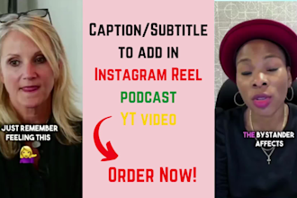 add captions or subtitles to reels, shorts, podcasts video