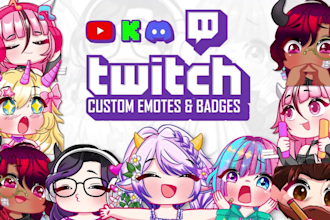 draw custom twitch emotes, animated emotes, vtuber emotes for stream
