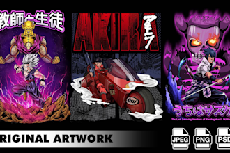 do unique anime and cartoon t shirt designs for amazon merch