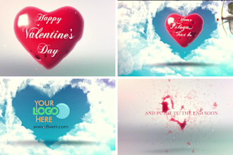 make valentines day video love heart logo intro