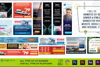 do animated HTML5 and GIF banner ads for google and facebook